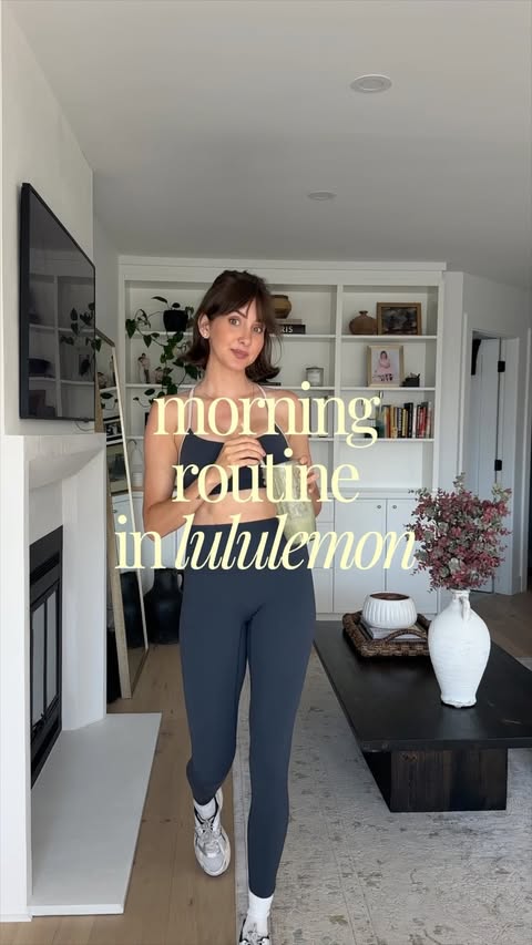 Instagram post by @ambervscott for lululemon. Caption reads: morning person > night owl (set is from....