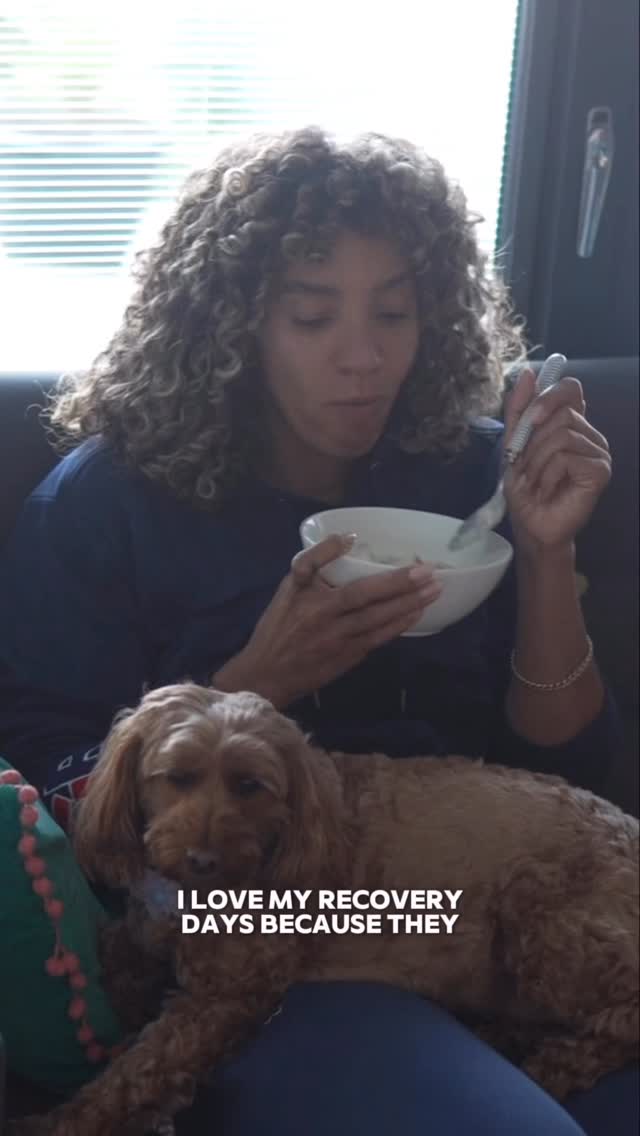 Instagram post by @ashleighlnelson for Quaker Oats. Caption reads: Recovery days aren’t always zen and a little chaos....