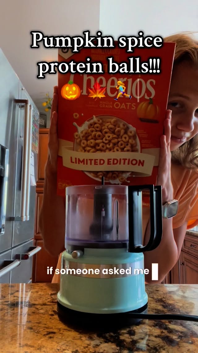 Instagram post by @glutenfreerunner06 for Cheerios. Caption reads: Pumpkin spice protein balls!!! Coziness in every....