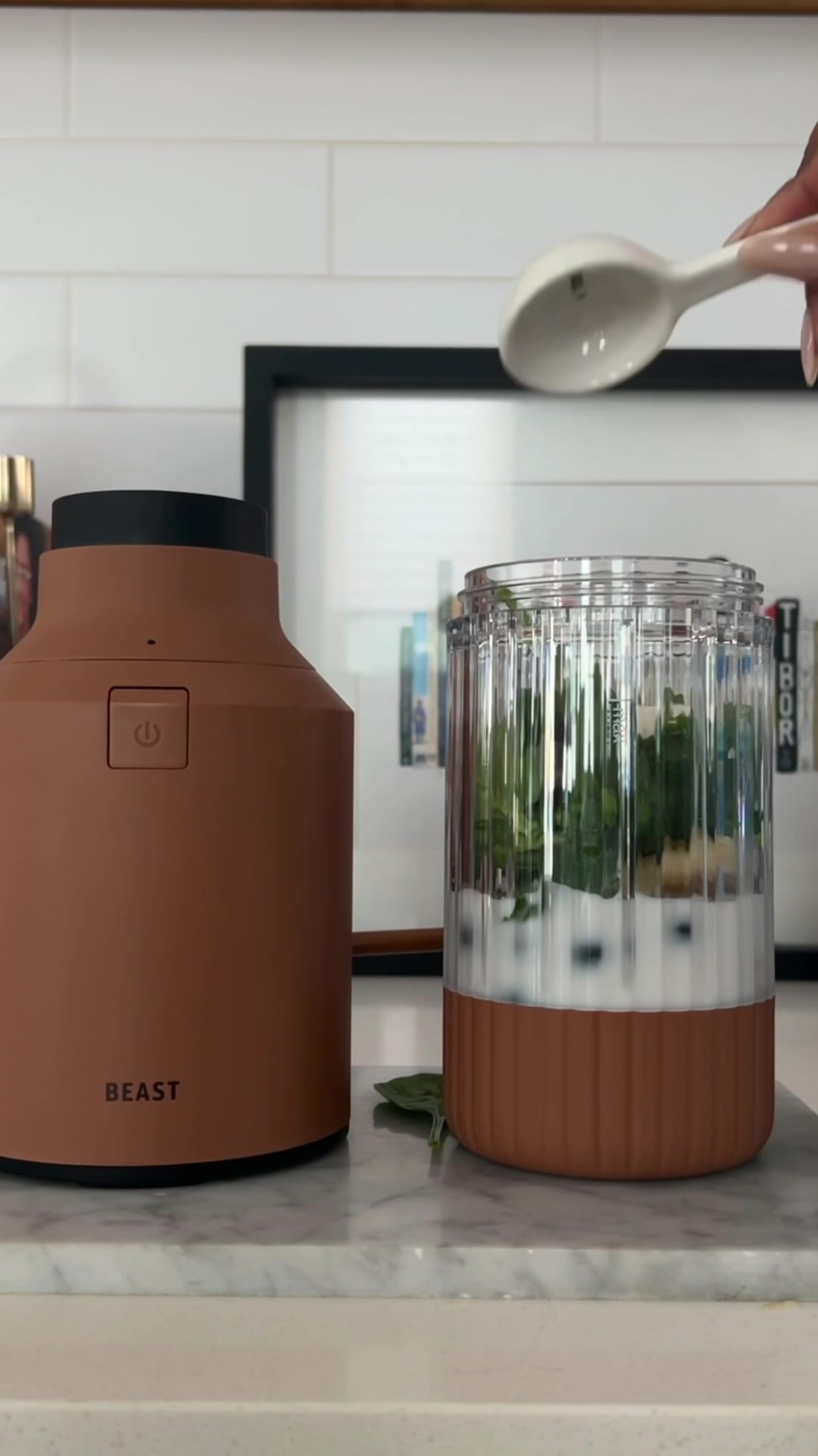 TikTok post by @simplysheenamarie for Beast Health. Caption reads: Morning smoothie blends in my new @Beast Health....