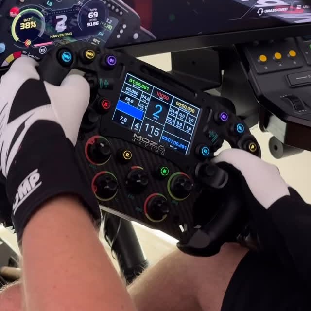 Instagram post by @developeradam for MOZA Racing. Caption reads: F1 weekends with Moza 😍 I went to see the F1....