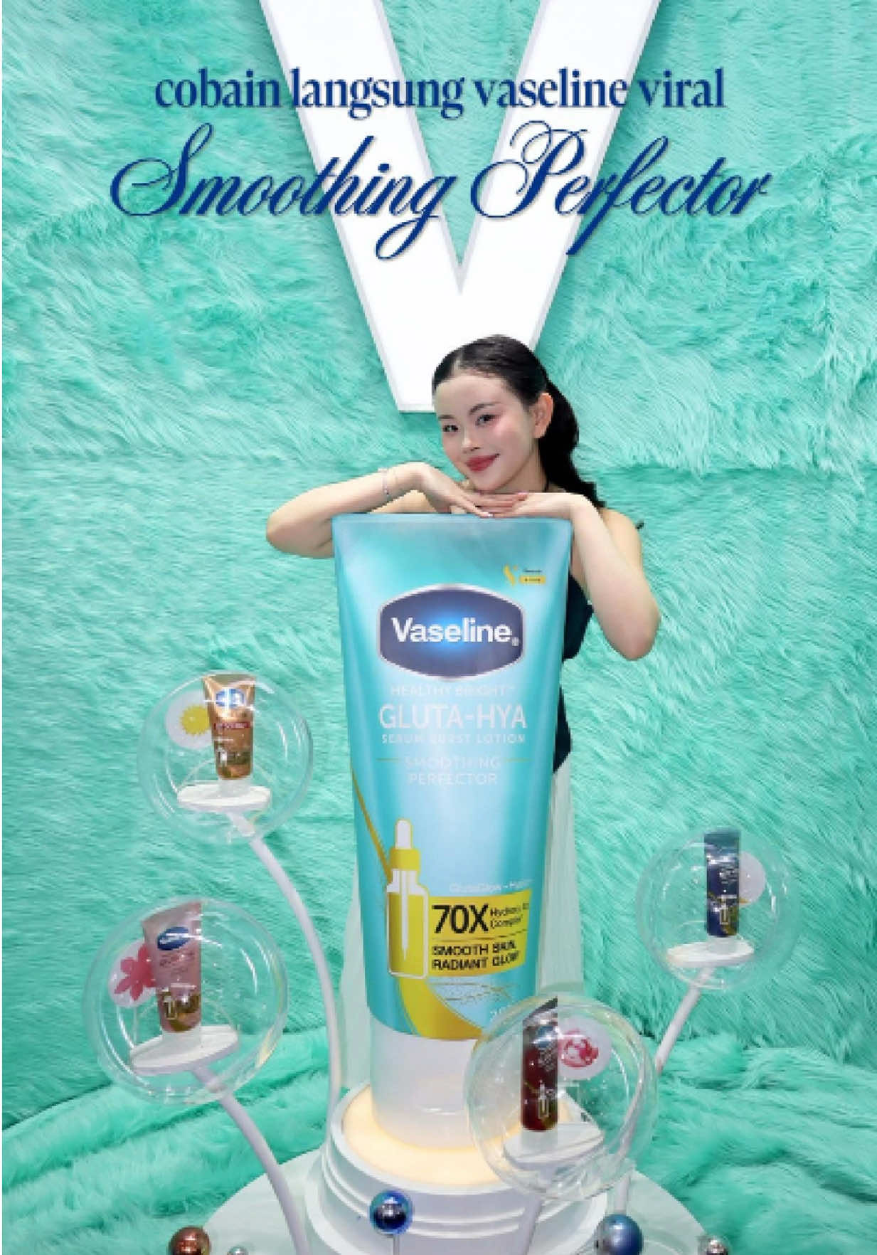 TikTok post by @clariceecutie for Vaseline. Caption reads: Akhirnya lotion viral Vaseline Gluta-Hya Smoothing....