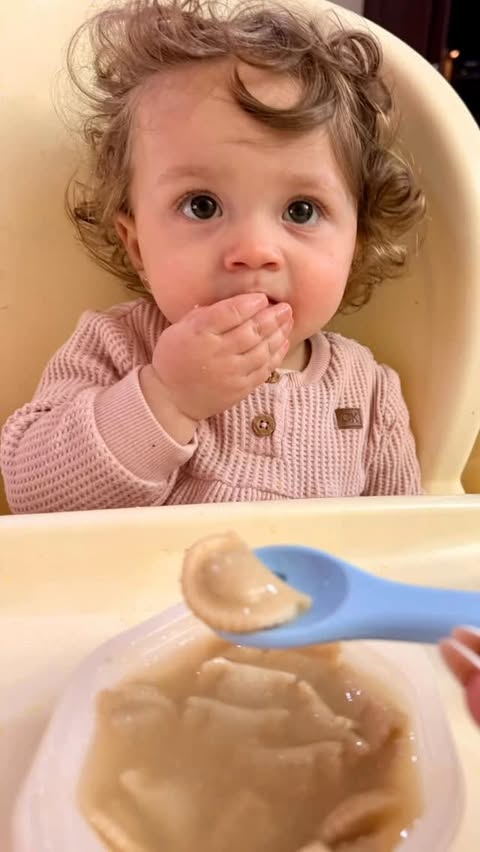Instagram post by @eulori3 for Gerber. Caption reads: [...] time having raviolis! She is having Gerber’s....