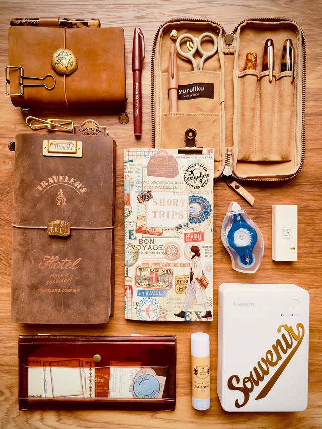 Instagram post by @me_and_my_happydesk for ぺんてる. Caption reads: All ready for the next trip! [Advertisement, [...].