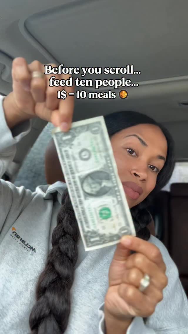 Instagram post by @amourhairvideos for Feeding America. Caption reads: Everyone should have access to food!!! Don’t get....