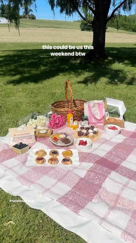 Instagram post by @exoticblendd for Natalie's Orchid Island Juice. Caption reads: picnicking with @nataliesoj 💐🍊🍰 send this to....