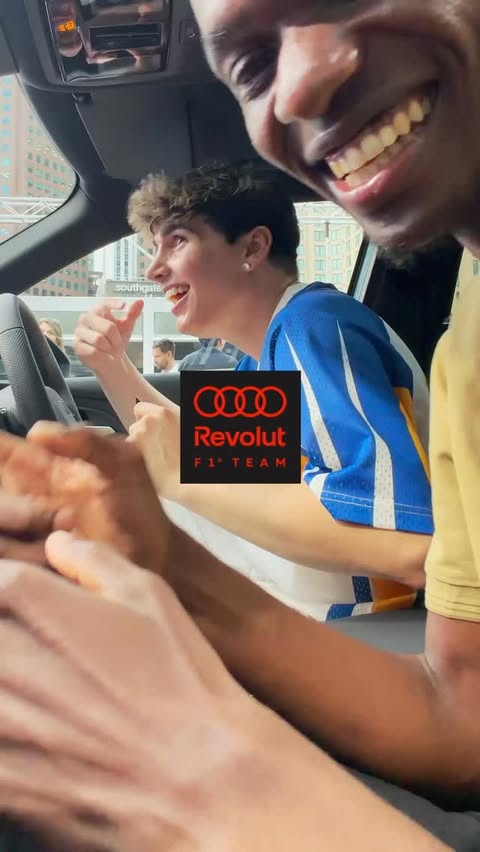 Instagram post by @fonziegomez for Revolut. Caption reads: My day with the Audi Revolut F1 team ​​🏎️....