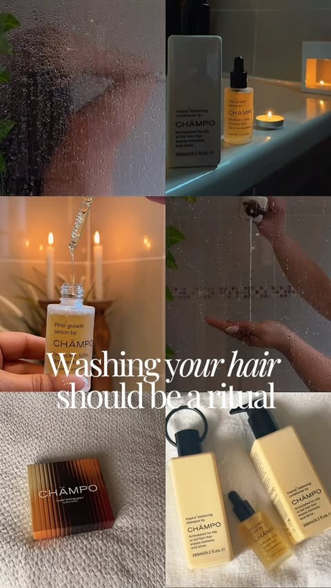 Instagram post by @christineannna for Chāmpo Haircare. Caption reads: Washing your hair shouldn’t be a chore—it should....