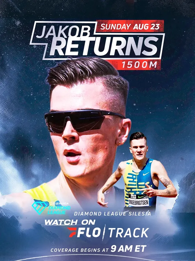 Instagram post by @milesplit for FloTrack. Caption reads: [...] Jakob's Return to the 1500m LIVE on....