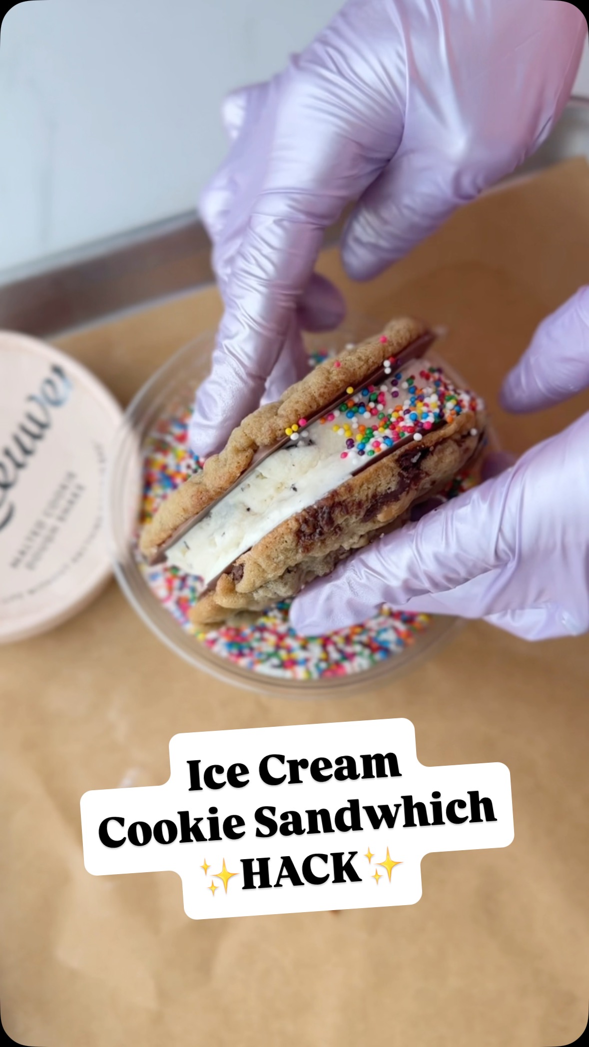 Instagram post by @crumbscutters for Van Leeuwen Ice Cream. Caption reads: #ad imagine Dubai chocolate cookies with....