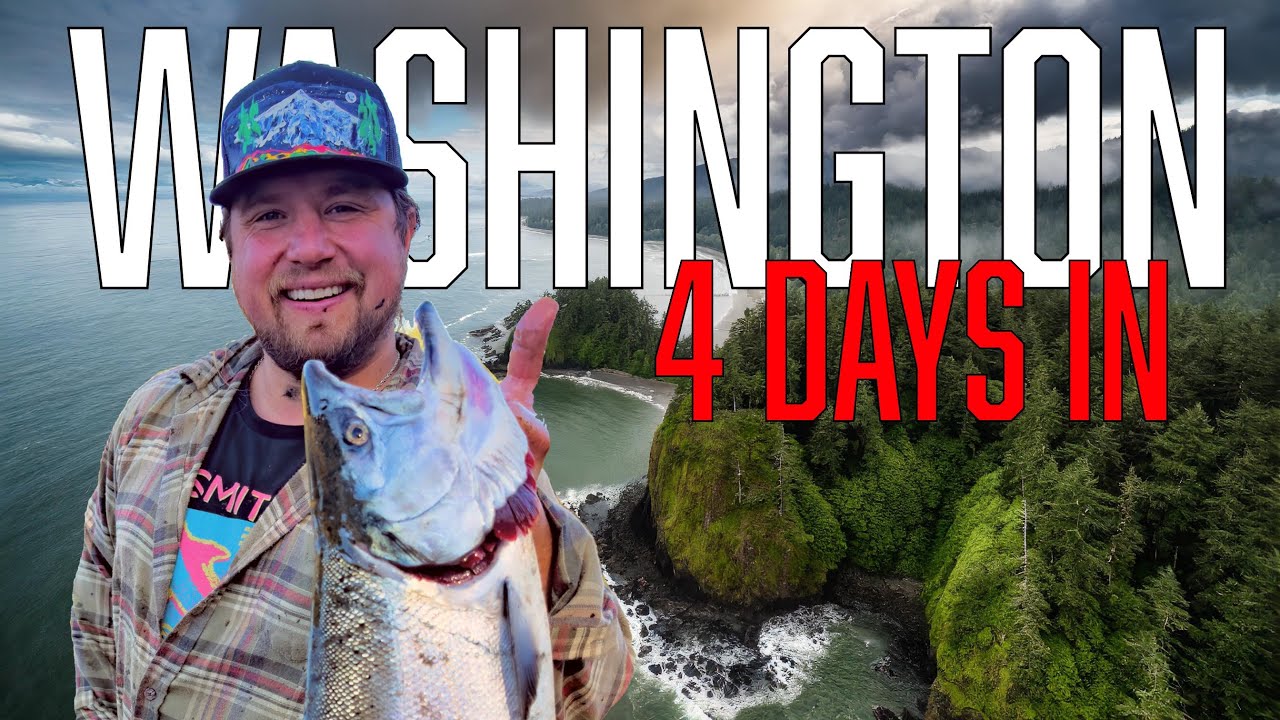 YouTube post by @StayFishyAdventures for MTN OPS. Caption reads: Wild Food Adventure | 4 Days on the Washington....
