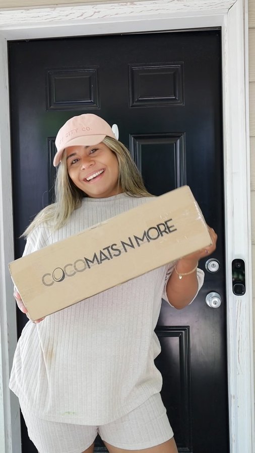 Instagram post by @_jessyclark for CocoMatsNMore. Caption reads: [...] our new personalized doormat from ....