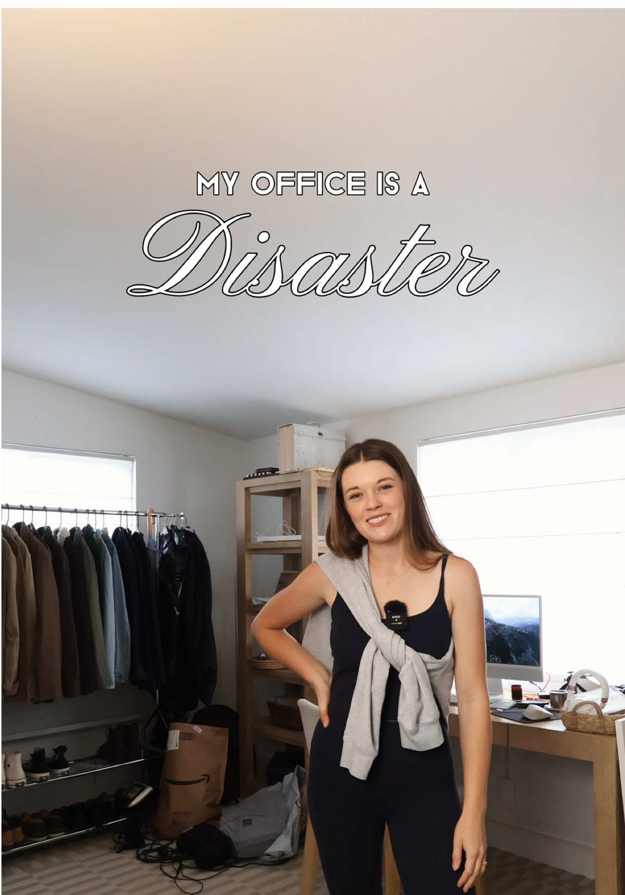 TikTok post by @sarahellenrandall for Simply Gum. Caption reads: Switch to plastic-free gum and clean my office....