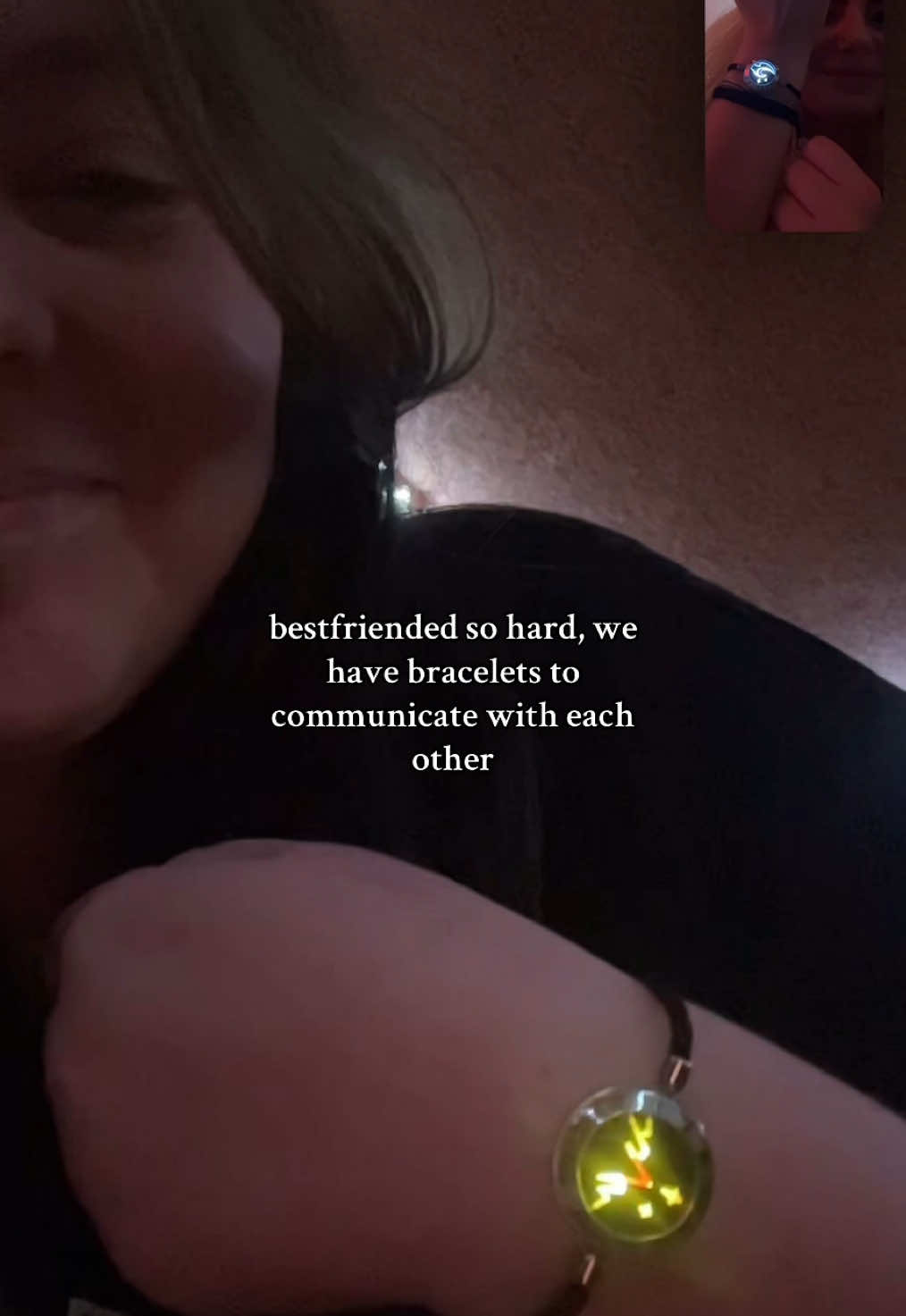 TikTok post by @.thelizzler for Totwoo. Caption reads: twin 😝🩷 @jaylin <3 @Totwoo #touchbracelet....