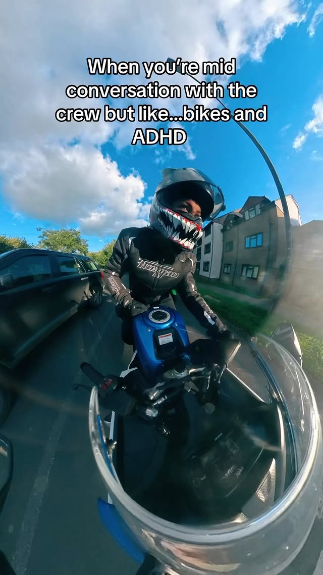 Instagram post by @ravenrideruk for Furygan. Caption reads: ADHD moment…. #girlrider #girlbiker #bikergirl....
