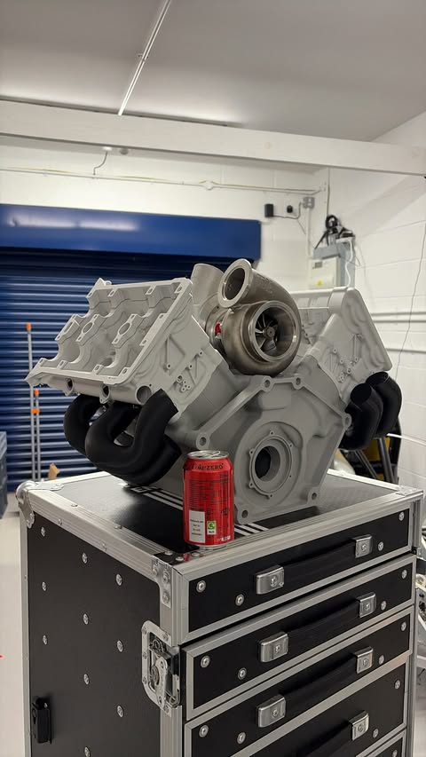 Instagram post by @motorsport_engineering for Bambu Lab. Caption reads: Whilst the V6 heads are in production, along with....
