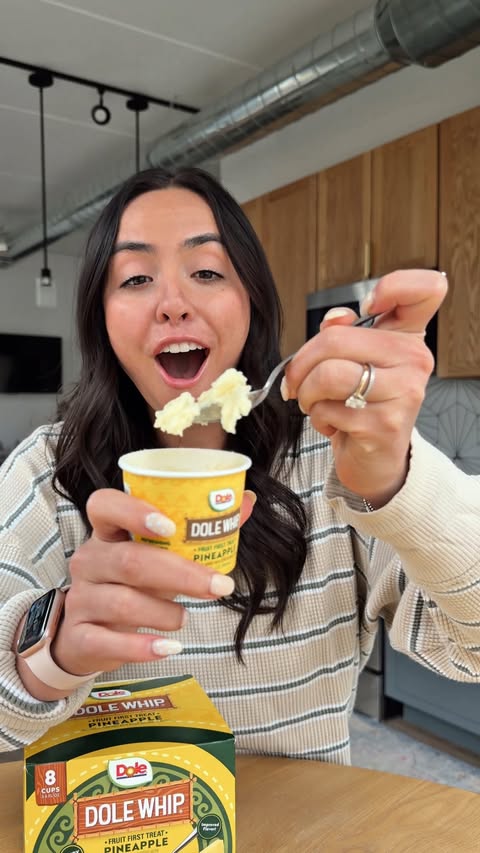 Instagram post by @elliedulude for Dole Packaged Foods. Caption reads: #ad just discovered Dole Whip at Costco and I’m....