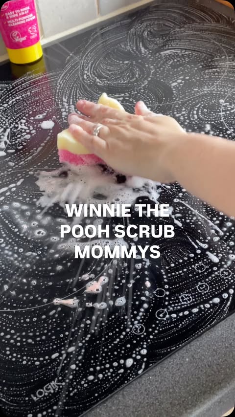 Instagram post by @rachshomelife for Scrub Daddy. Caption reads: [...] MOMMYS now available in @bm_stores....