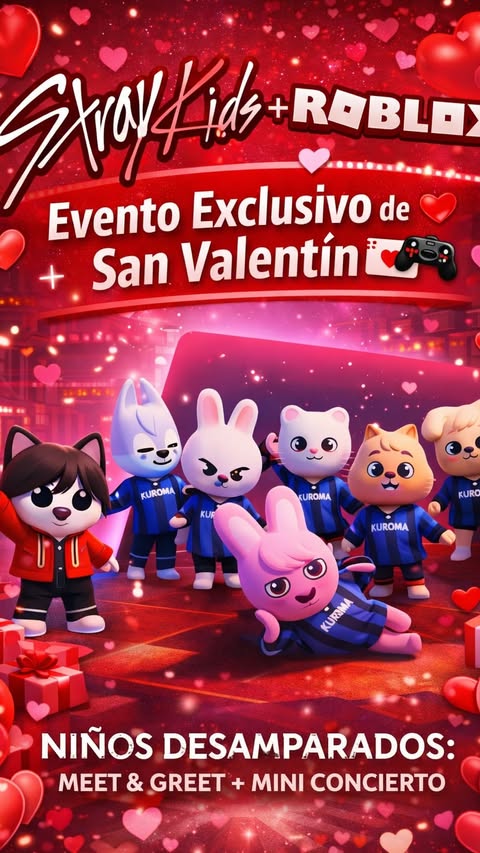 Instagram post by @sandraawoo for Roblox. Caption reads: 🚨 STAY 🚨 Stray Kids vuelve a Roblox por San....