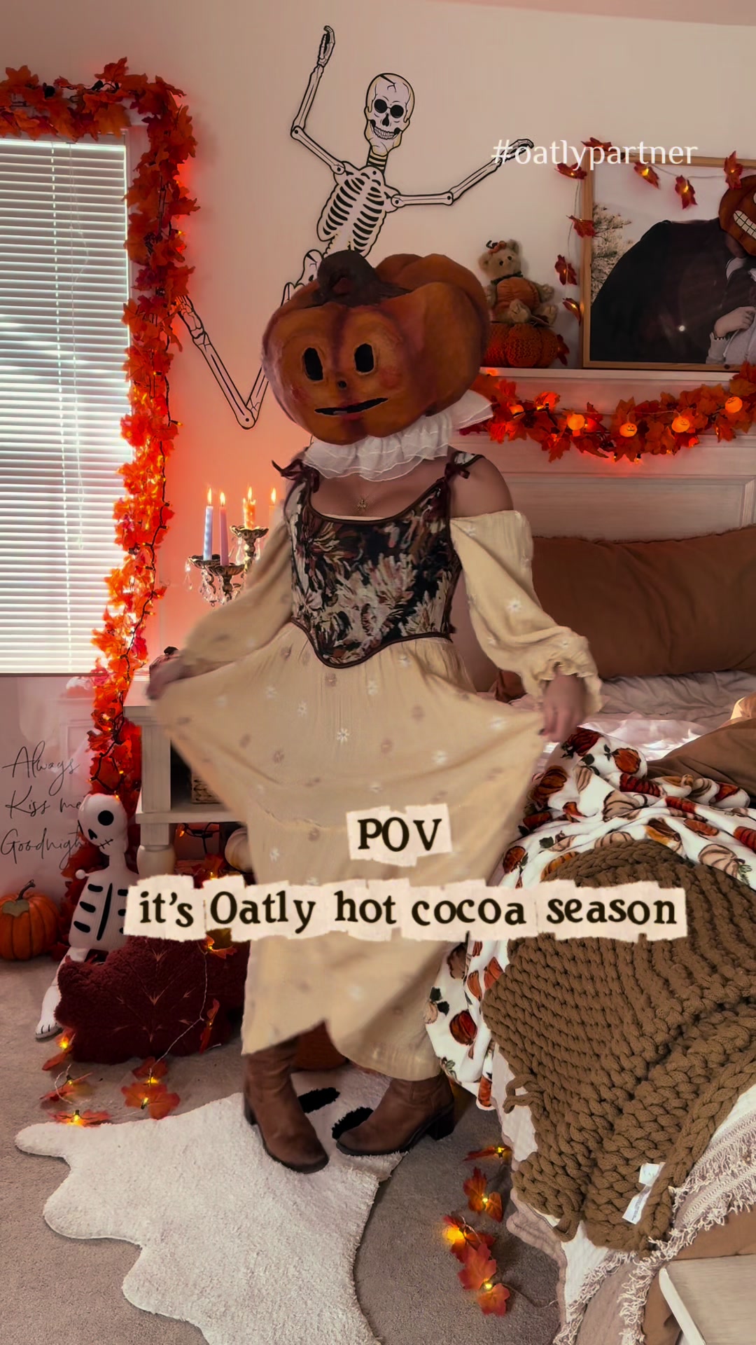 TikTok post by @madnatorr2 for Oatly. Caption reads: Approved caption: Mr. Skelly’s first mistake:....