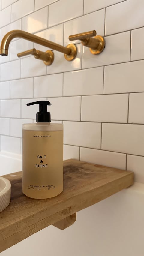 Instagram post by @brooklynblonde1 for SALT & STONE. Caption reads: It would be a sin not to include the @saltandstone....