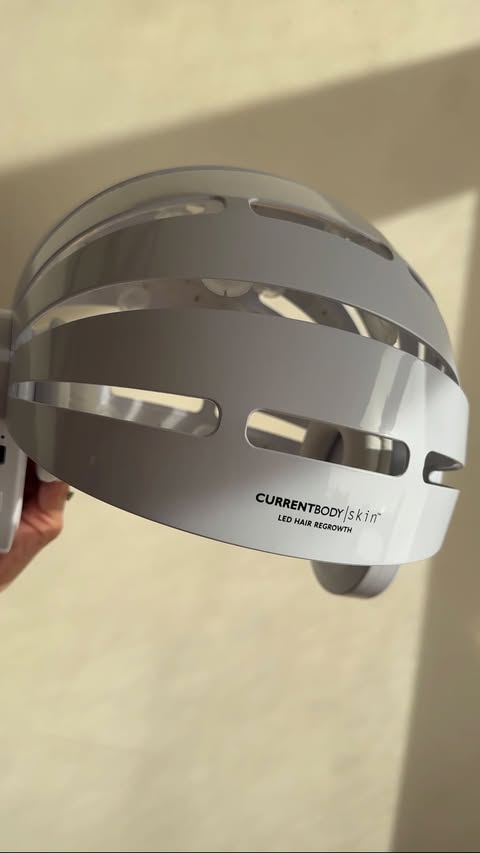 Instagram post by @mathilde_heather for currentbody. Caption reads: [...] starts at scalp health… I’m using the....