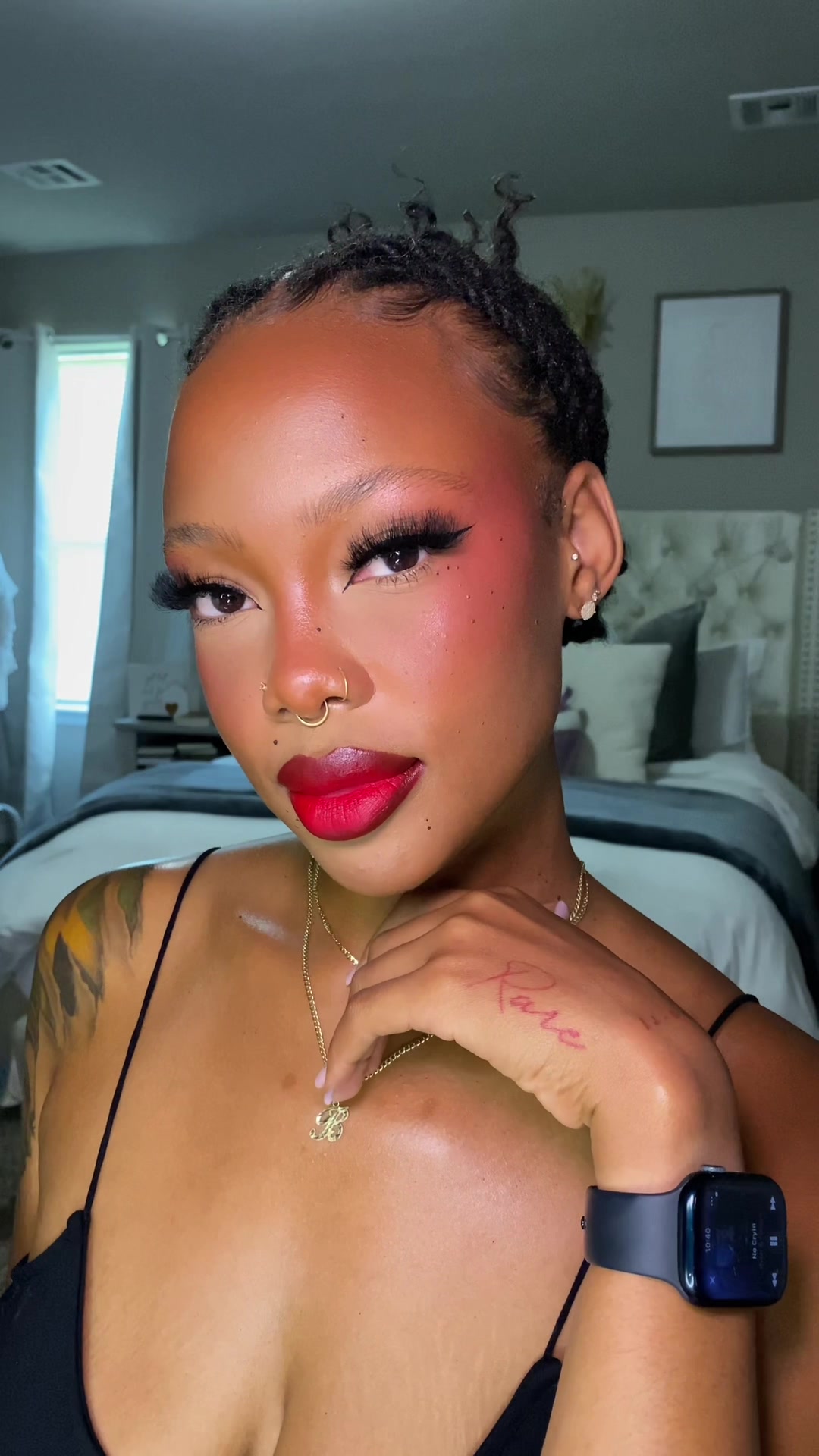 TikTok post by @maicanbeauuuty_mua for theBalm. Caption reads: #makeuptutorial felt a little spicy today 💋 ....