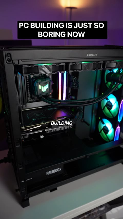 Instagram post by @techwithseong for CORSAIR. Caption reads: [...] PC build is about to begin... - #gaming....