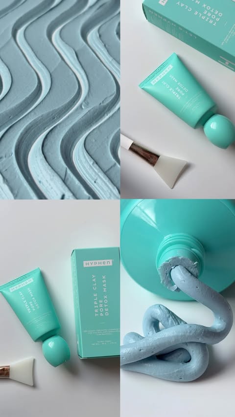 Instagram post by @pinterestjunk_ for Hyphen. Caption reads: The Hyphen Triple Clay Pore Detox Mask features a....