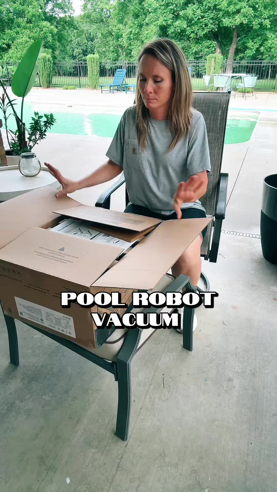 TikTok post by @amanda64093 for Refined Living. Caption reads: [...] remotely #poolcleaning #poolvacuum....