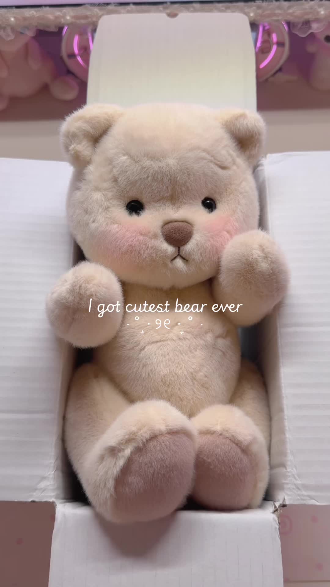 TikTok post by @mewkittyx for Getahug. Caption reads: How cute is this bear I got from @Getahug.co 🤍🤍....