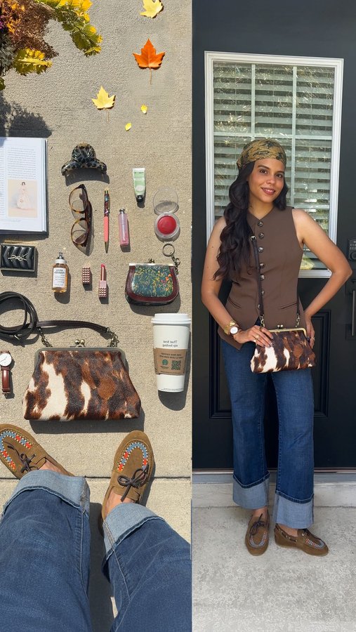 Instagram post by @jannelcastillo for Patricia Nash Designs. Caption reads: [...] with my new VIONE Frame bag from....