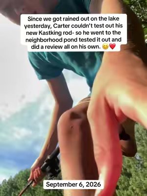 TikTok post by @carter_ewingsarcomastory for KastKing. Caption reads: [...] the cutest video he did 🥹❤️ #fishtok....