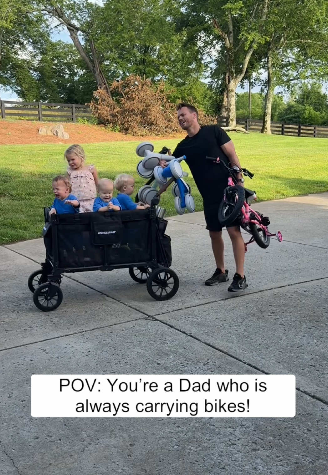 TikTok post by @jordanflomofficial for RYOBI Tools. Caption reads: [...] #triplets #DIY #dad #mom @RYOBI Tools USA....