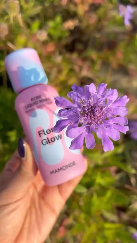 Instagram post by @chaimae.saadi for Mamonde. Caption reads: [...] the Flora Glow Rose Liquid Mask from....