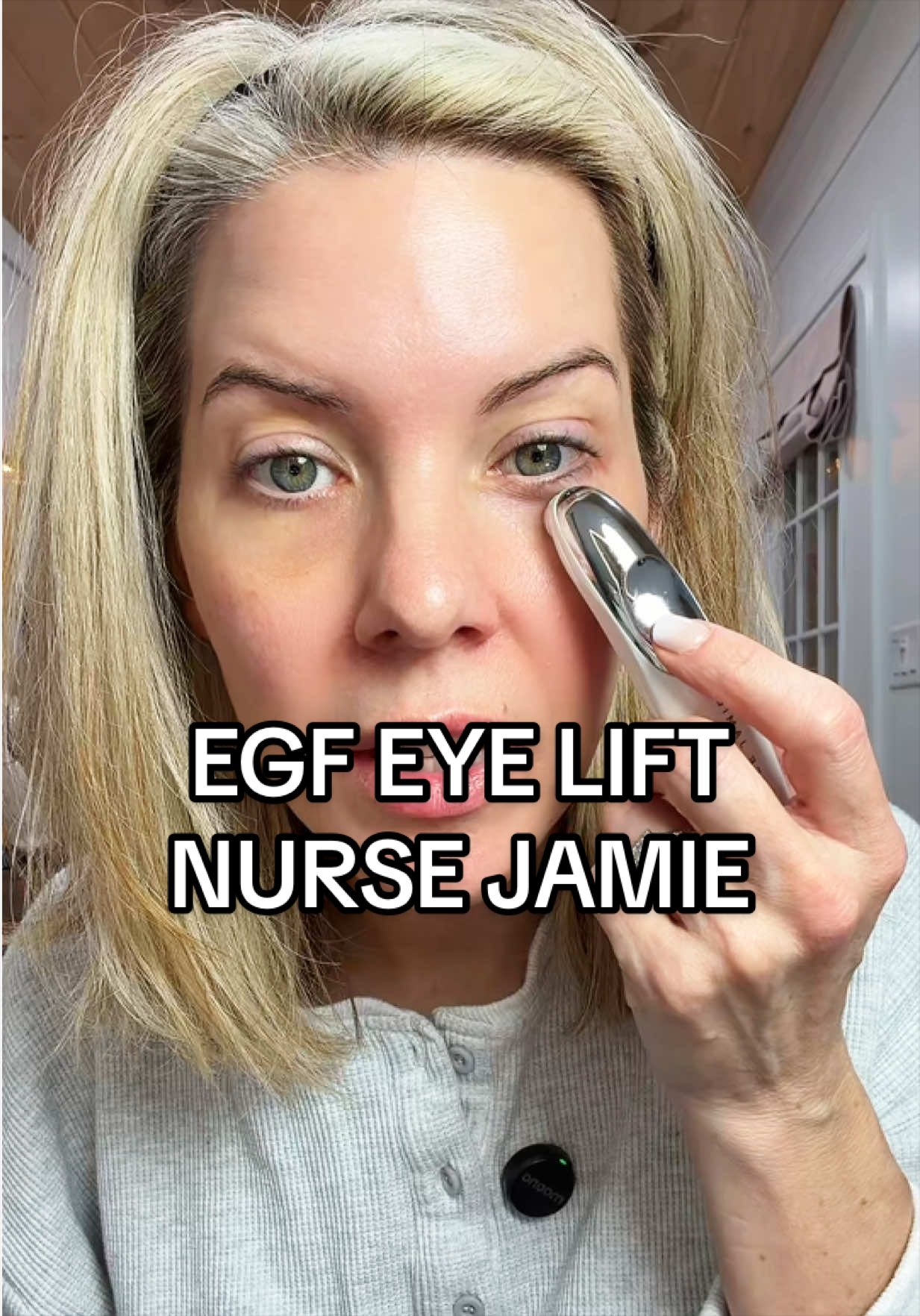 TikTok post by @heyallieraye for Nurse Jamie. Caption reads: [...] ✨ #undereye #matureskincare #egf #nursejamie....