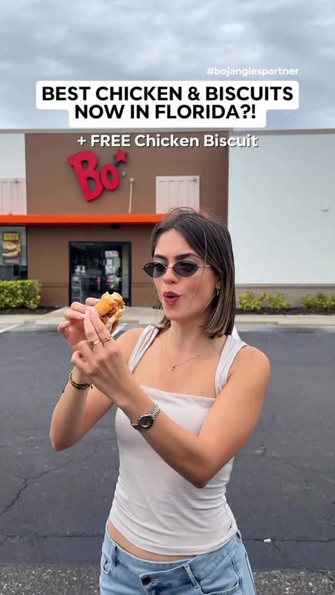 Instagram post by @foodbytiana for Bojangles. Caption reads: [...] chicken and biscuits now in Florida?!....