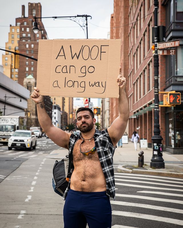 Instagram post by @thegaygaston2 for SCRUFF. Caption reads: A WOOF can go a long way 🐾😏 #scruffapp.