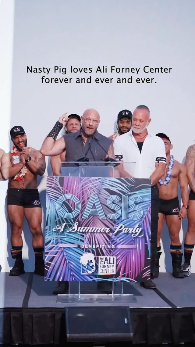 Instagram post by @frederickkearney for Nasty Pig. Caption reads: On July 24, @aliforneycenter honored @nastypig....