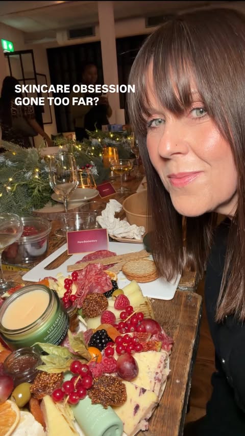 Instagram post by @fiona.brackenbury for No7. Caption reads: [...] On tonight’s charcuterie beauty menu: 🍇 No7....
