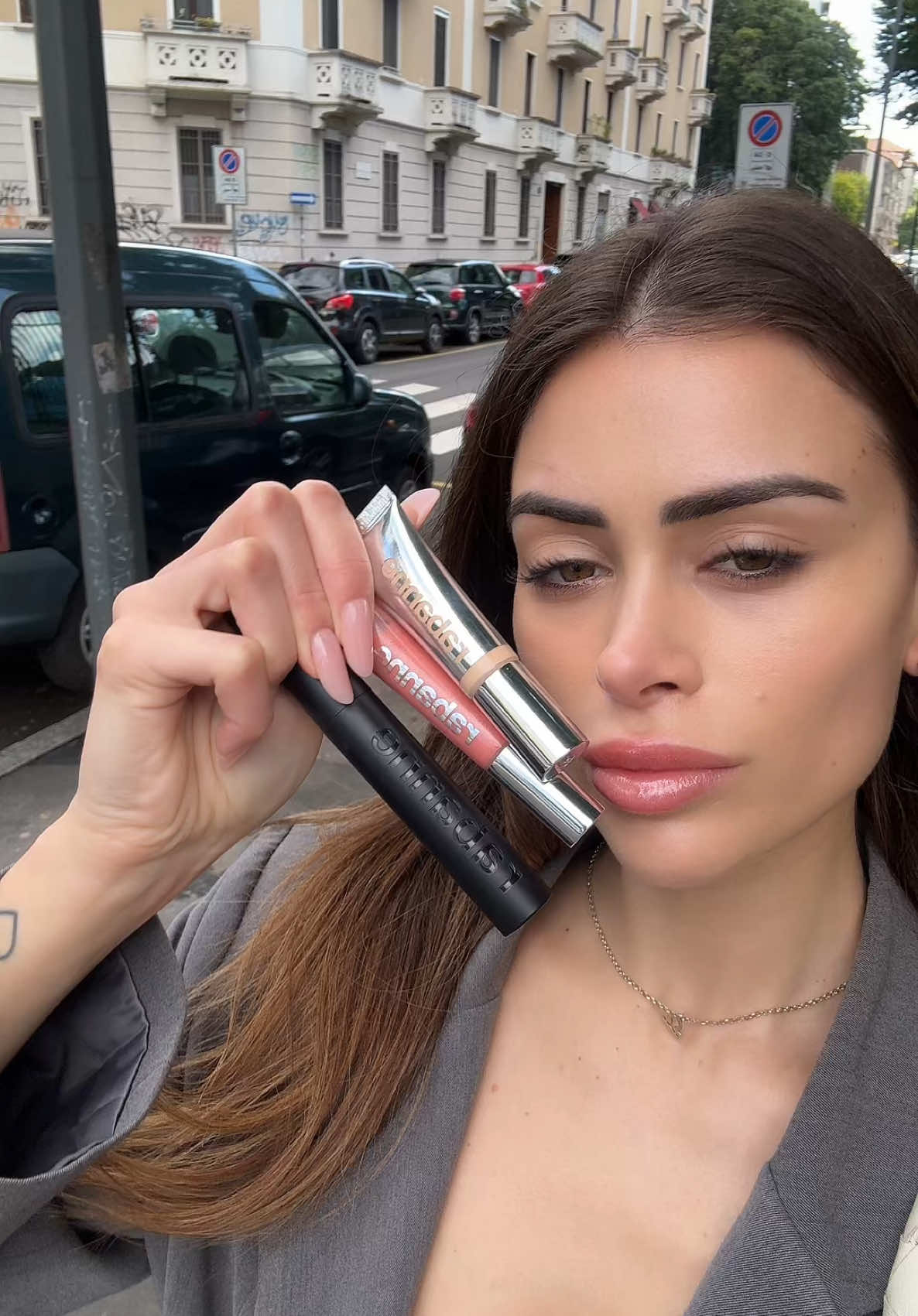 TikTok post by @alessiasebastiane for rabanne. Caption reads: @rabanne #rabannemakeup #lovelanguage  Adv .