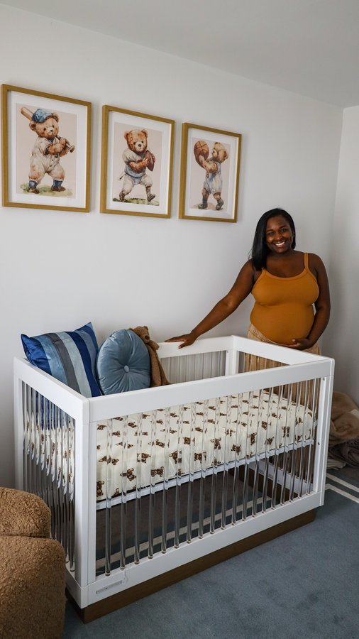 Instagram post by @by_lakeisha for Rooms To Go. Caption reads: We finally started on the nursery! Whenever I’m....