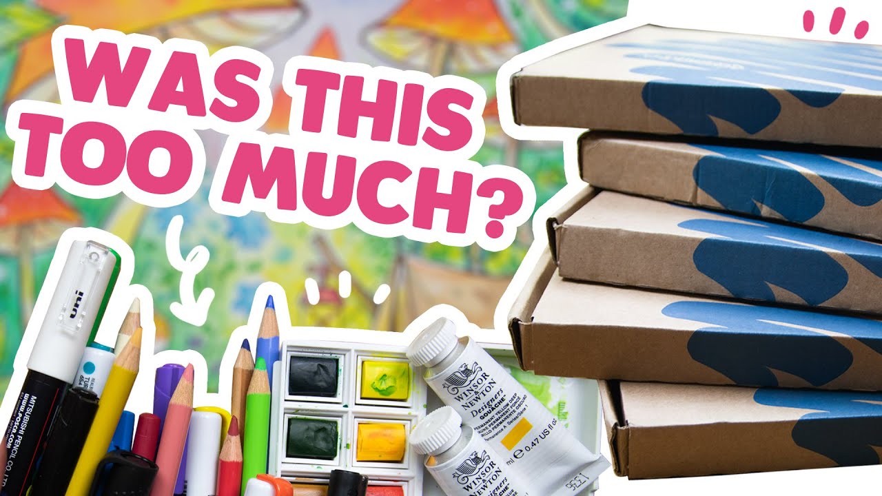 YouTube post by @Kattvalk for Redbubble. Caption reads: 5 Art Boxes 1 Painting - This Was a Challenge......