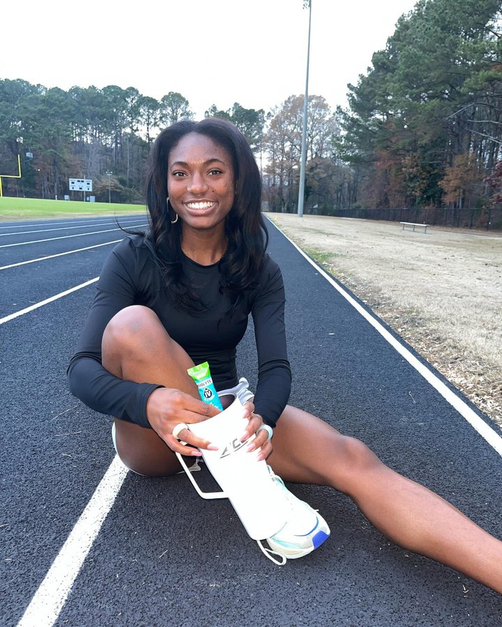 Instagram post by @kayla.r.osy for BIOLYTE. Caption reads: On and off the track, I’m sippin’ on BIOLYTE to....