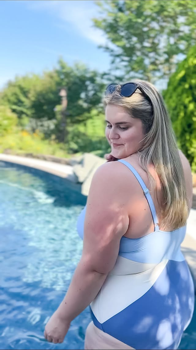 Instagram post by @carlaekiley for summersalt. Caption reads: [...] is in a swimsuit ☀️wearing the @summersalt....