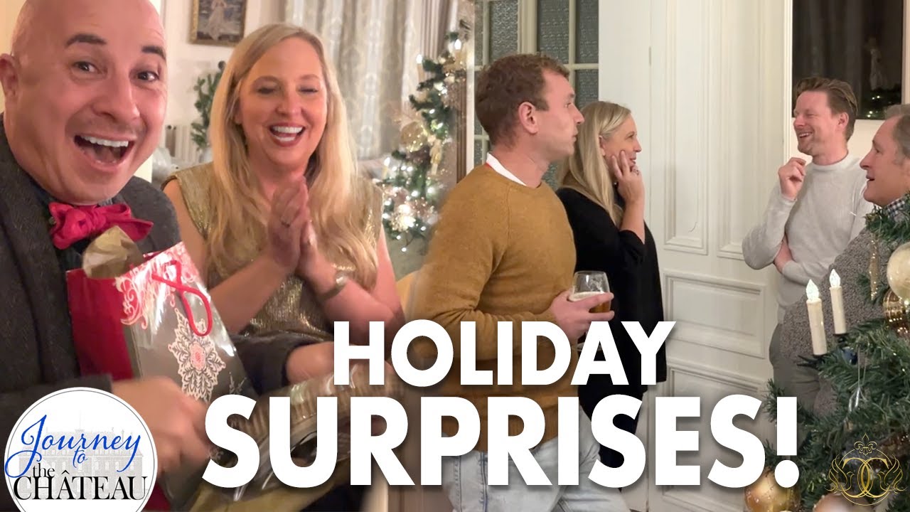 YouTube post by @JourneytotheChateau for Zazzle. Caption reads: HOLIDAY SURPRISES! 🎄 A Holiday Weekend with....