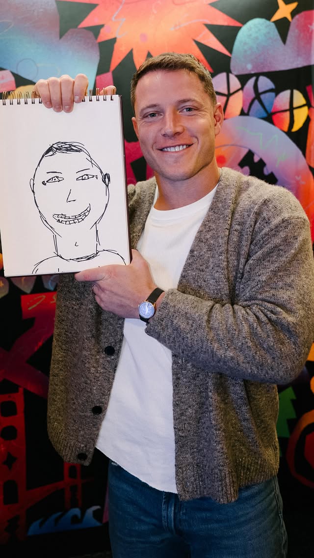 Instagram post by @christianmccaffrey for Visa. Caption reads: [...] on some old memories #CanvasCoverage #Visa....