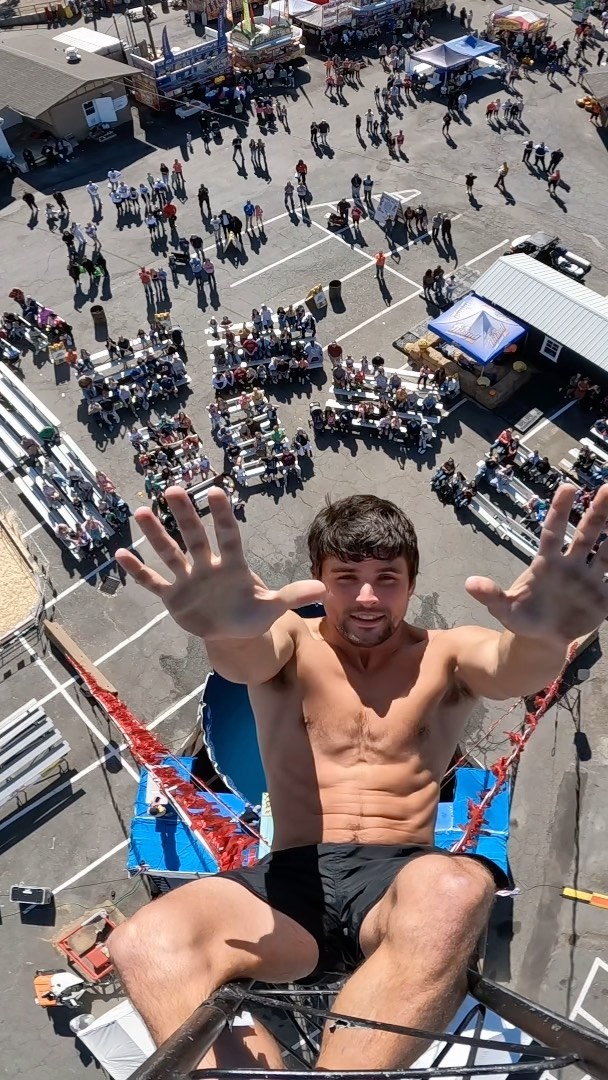 Instagram post by @crazyclark1007 for Hiland Dairy. Caption reads: The Arkansas State Fair High Dive Show Sponsored....