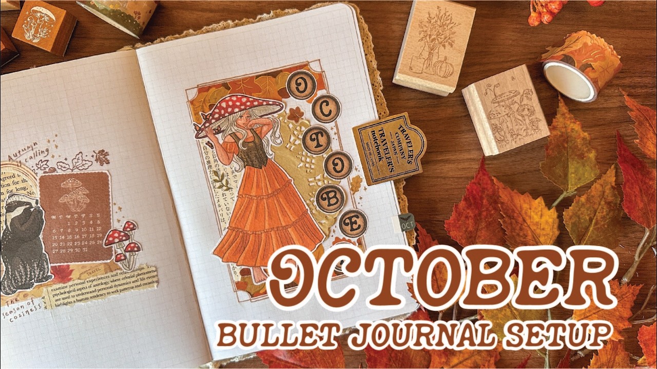YouTube post by @mochibujo for The Washi Tape Shop. Caption reads: OCTOBER 2025 PLAN WITH ME | Magical Autumn Forest....