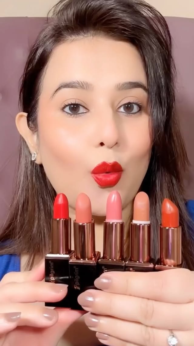 Instagram post by @swati_bhambra for Pilgrim Makeup. Caption reads: Type "Link" to get Purchase links of all products....